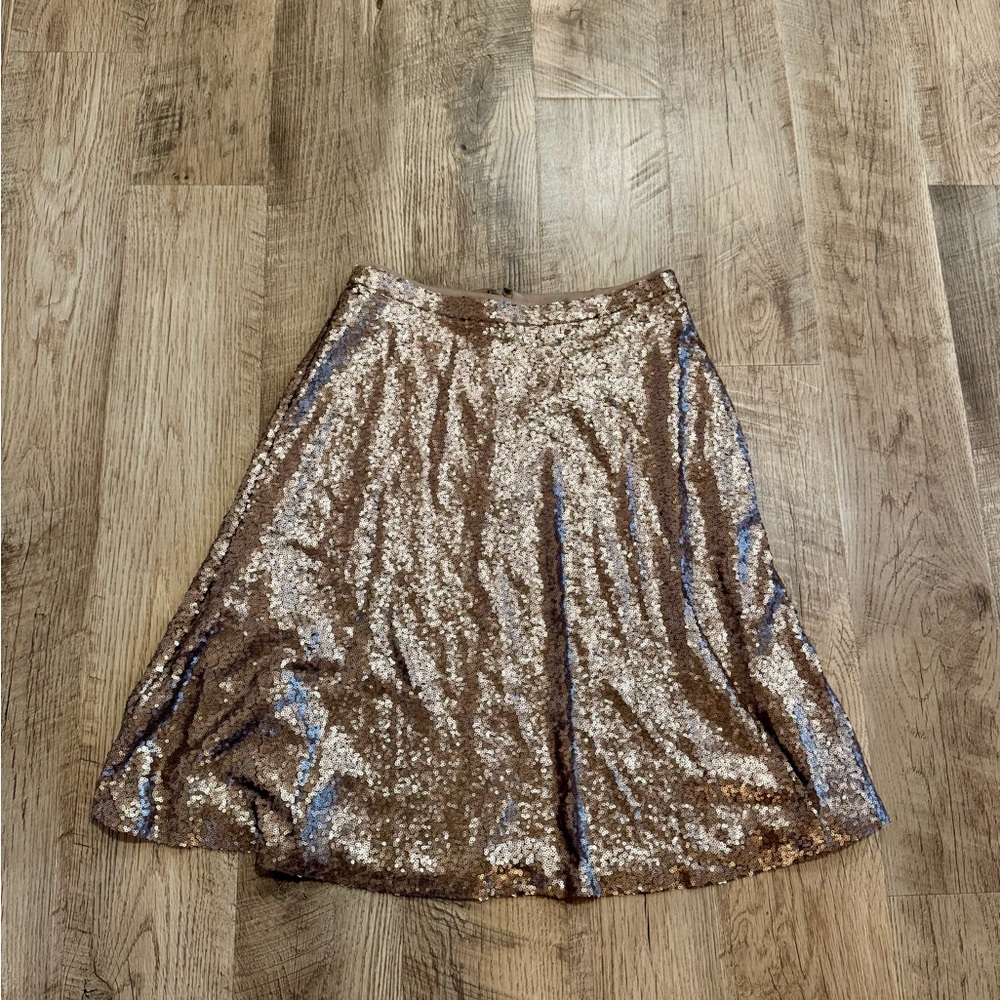 Ann Taylor Gold Sequin Skirt Size 6 Curvy Fit